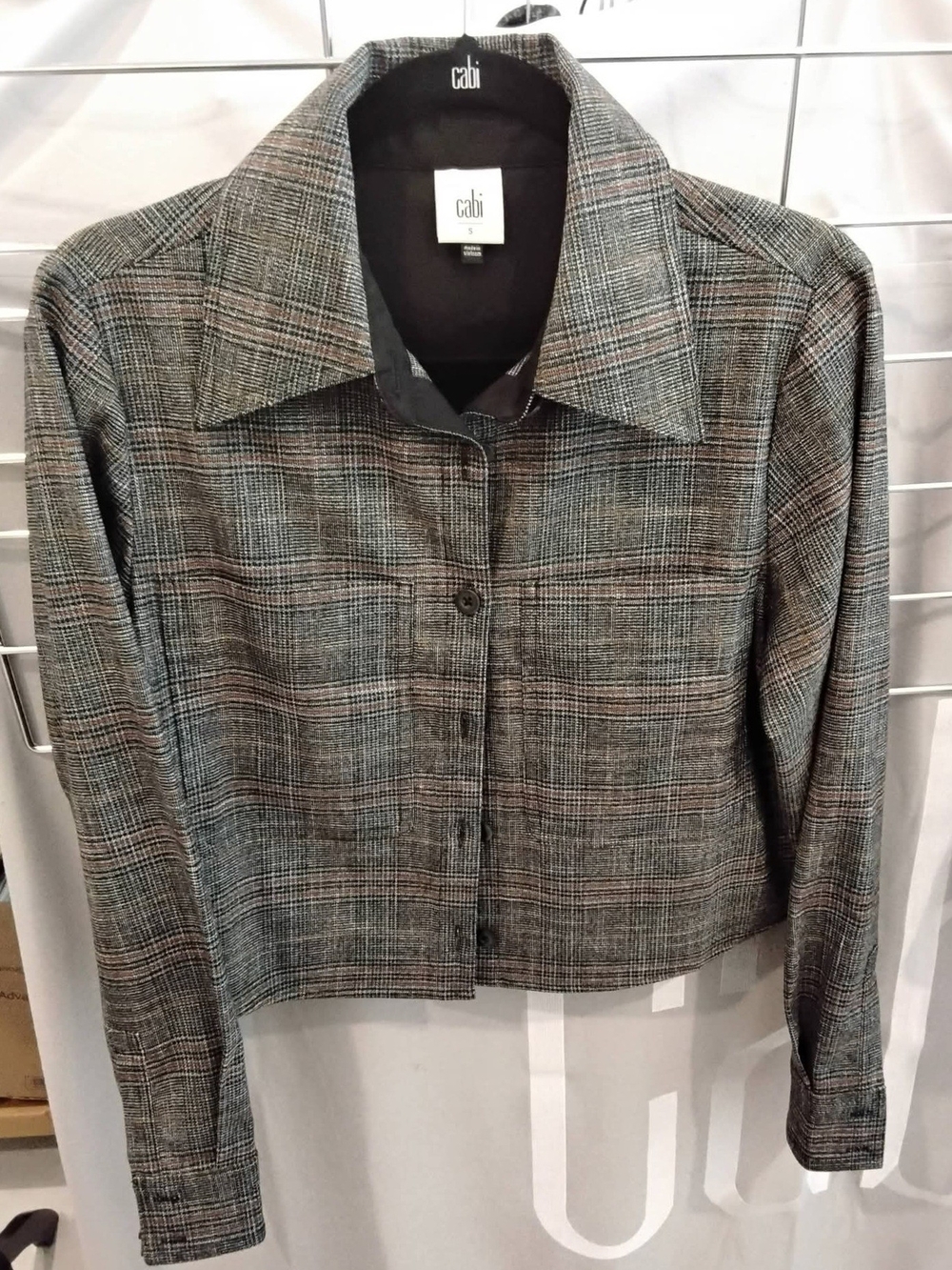 CAbi Blueprint Shacket – Plaid Cropped Shirt Jacket